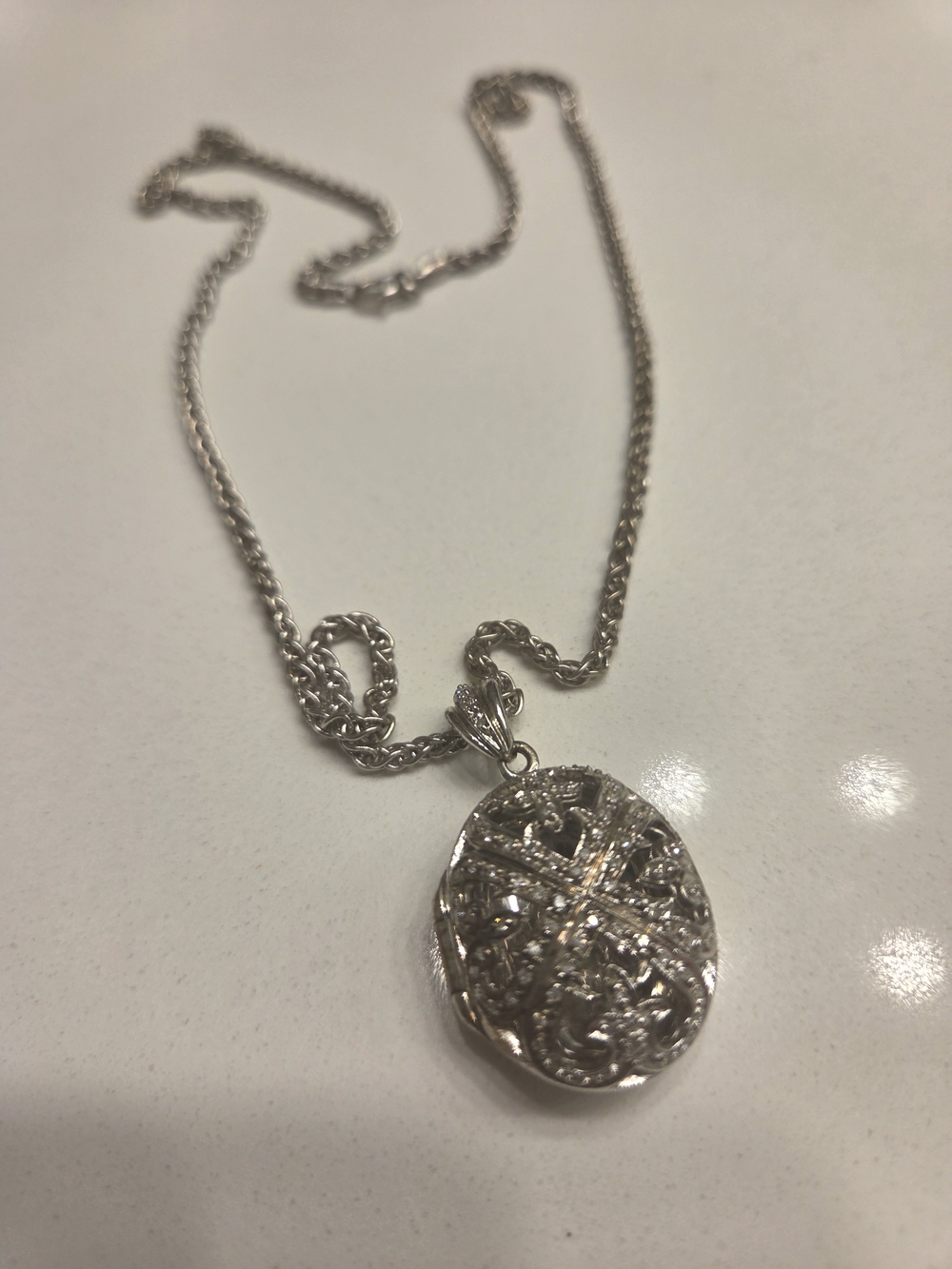 Chuck Clemency Sterling Silver Filigree Locket Necklace Chain- Women's Jewelry
